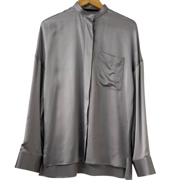 Haider Ackermann Tops - Haider Ackermann Silk Charmeuse Oversized Top in Silver size FR 34